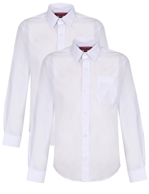 Winterbottom Reg Fit Non-Iron Long Sleeve Shirts 2pk - White (Pre-School-Year 6)